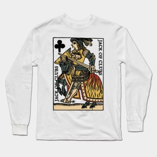 Vintage Character of Playing Card Jack of Clubs Long Sleeve T-Shirt